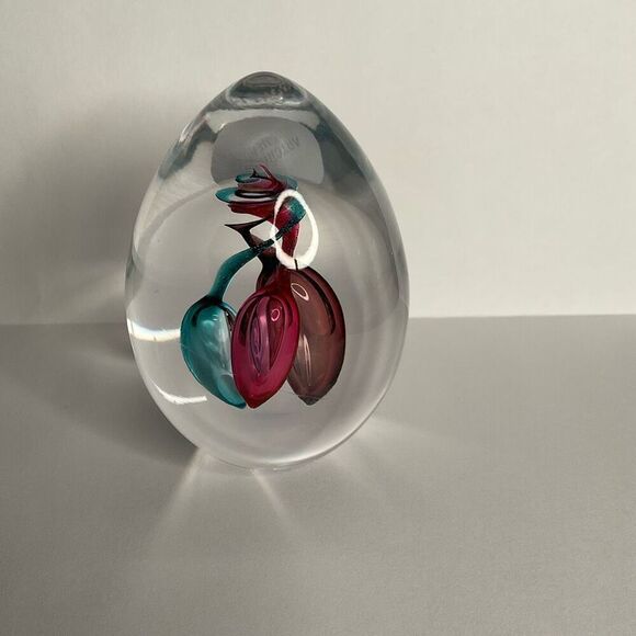 Artcristal Bohemia Glass Paperweight Egg Shape Decor Blue‎ / Pink / Red - Picture 2 of 7